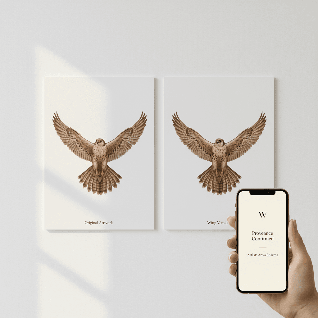 Digital artwork with invisible Wing provenance